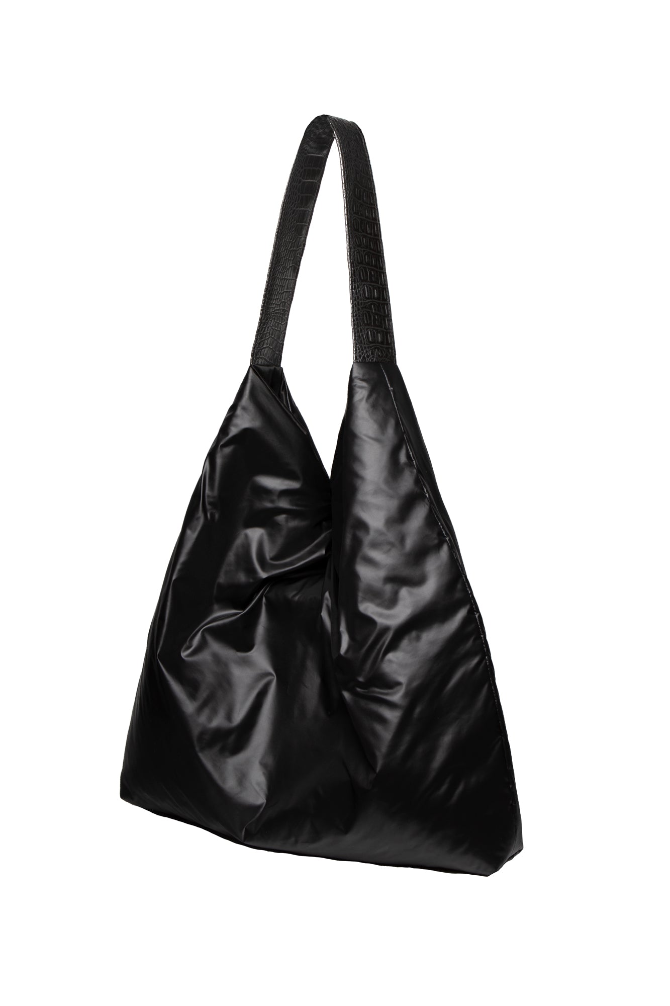 BLACK PUFFER CROCO BAG
