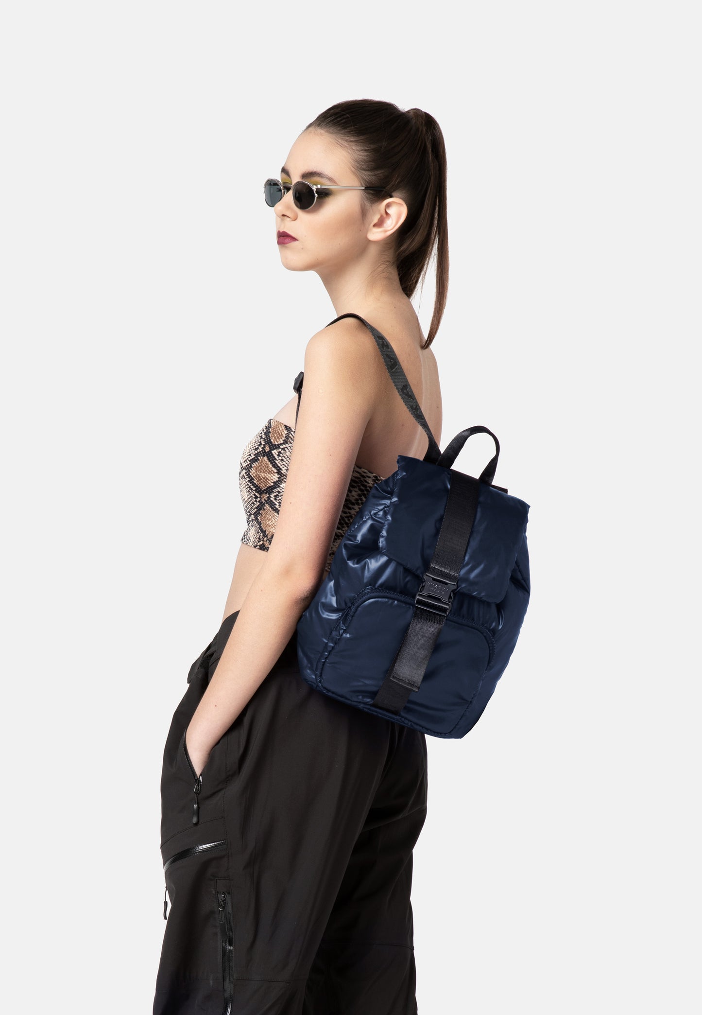 BLUE MINI PUFFER BACKPACK