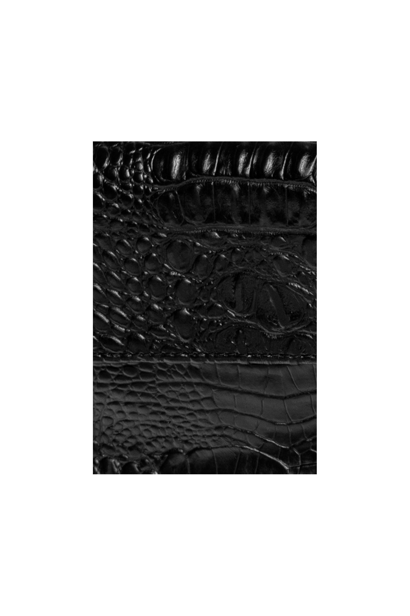 LEATHER CROCO BAG WITH BLACK FURORA BELT
