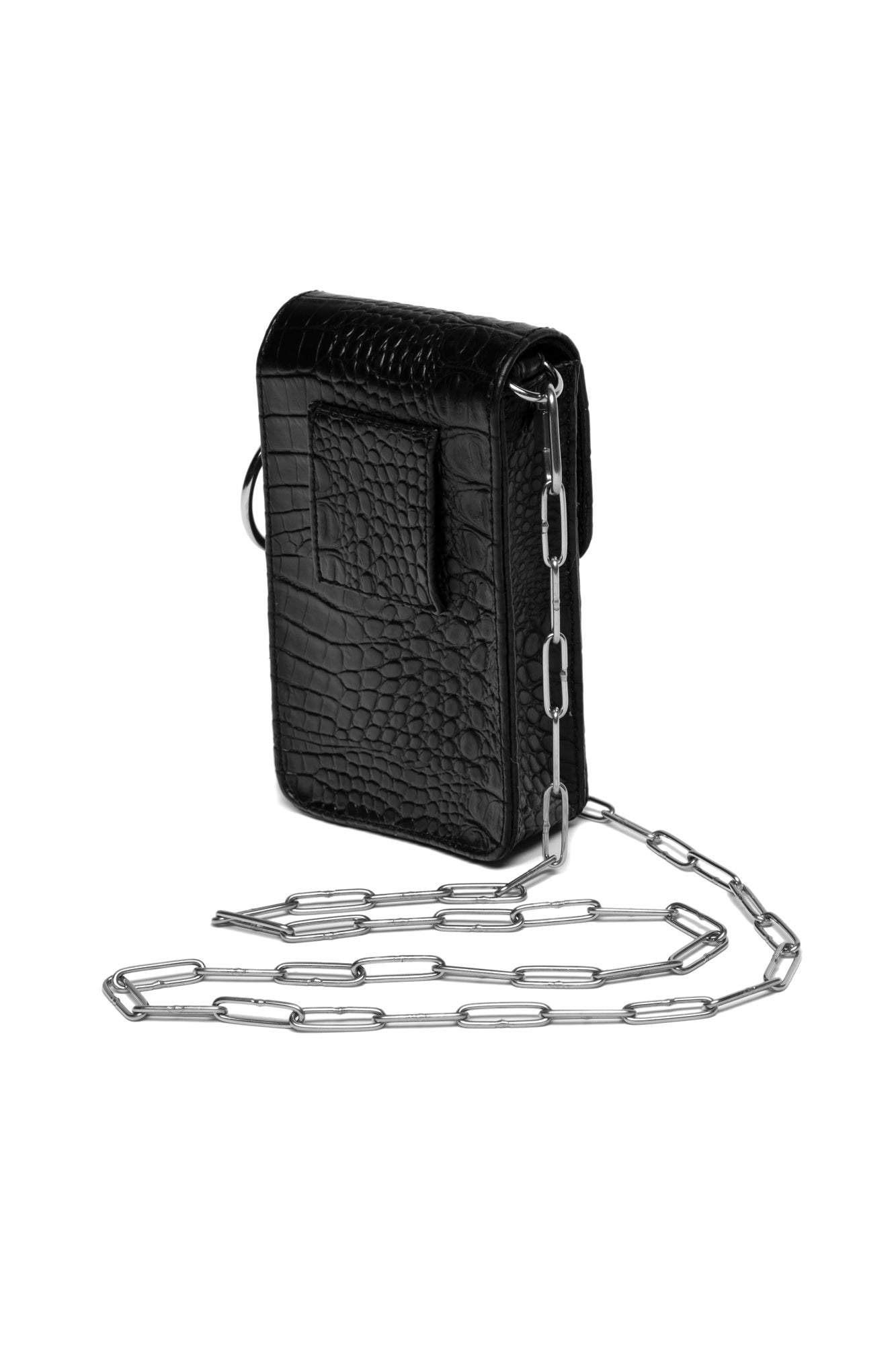 LEATHER CROCO CROSSBODY CHAIN BAG