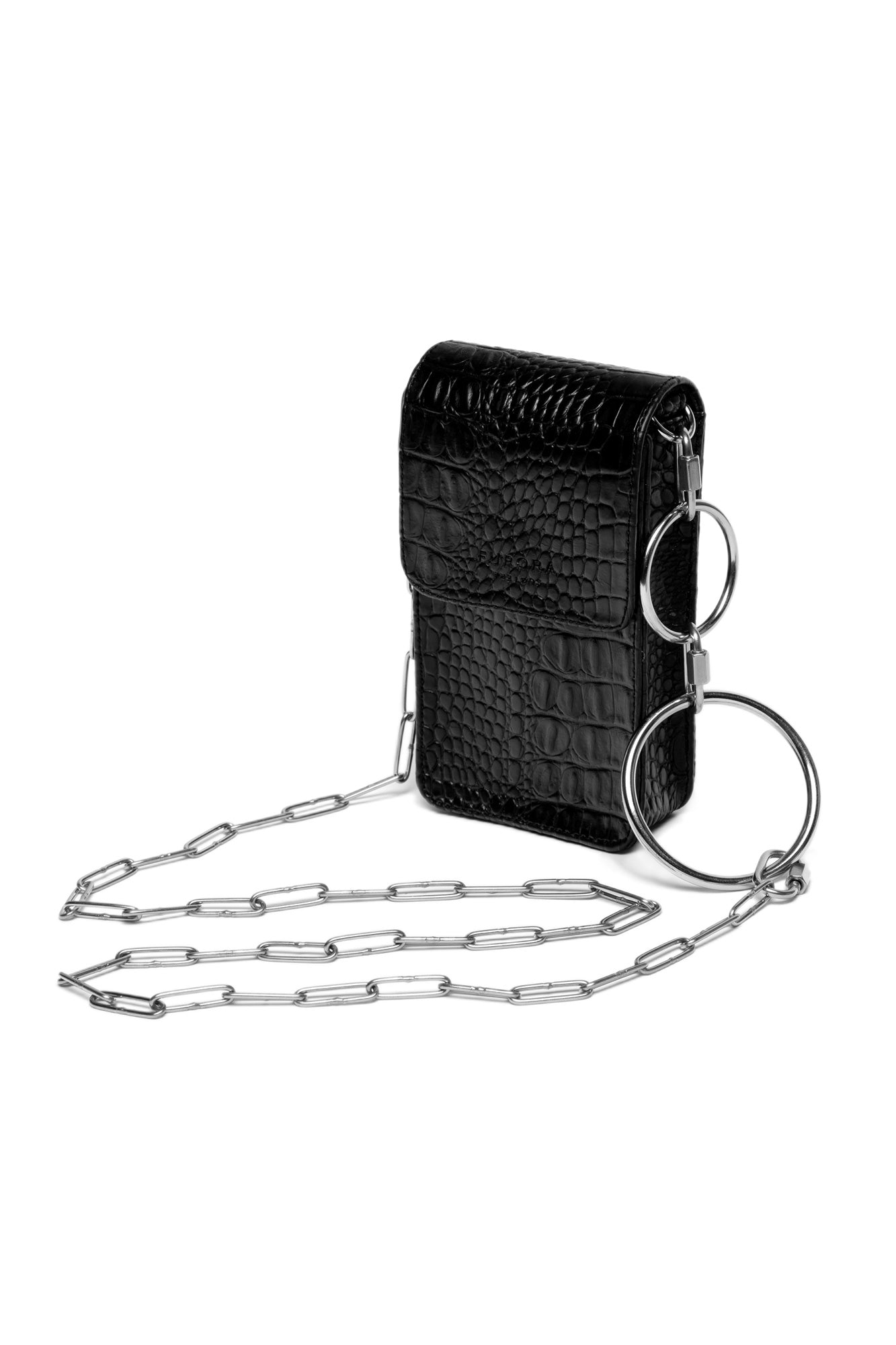 LEATHER CROCO CROSSBODY CHAIN BAG