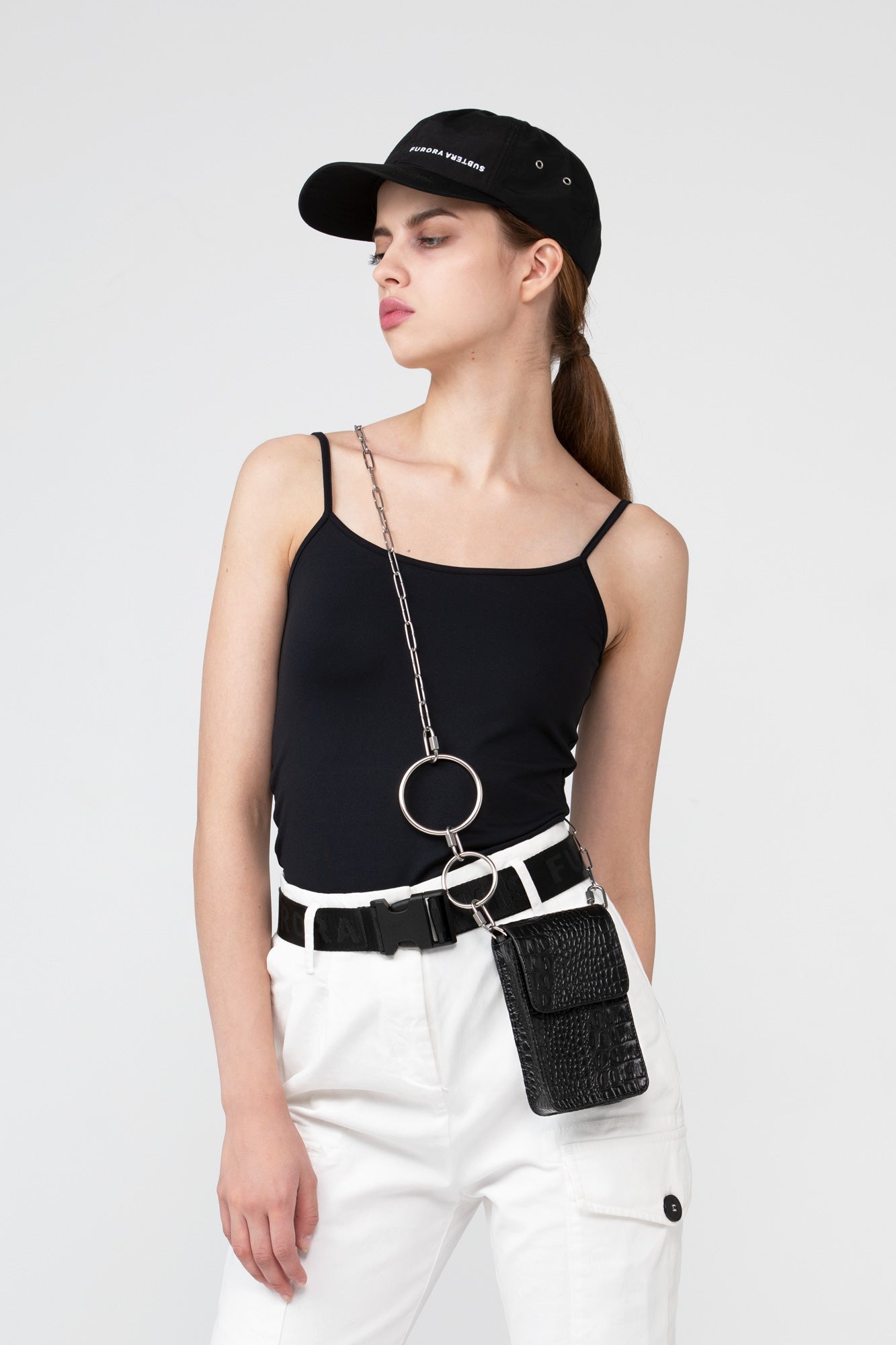 LEATHER CROCO CROSSBODY CHAIN BAG