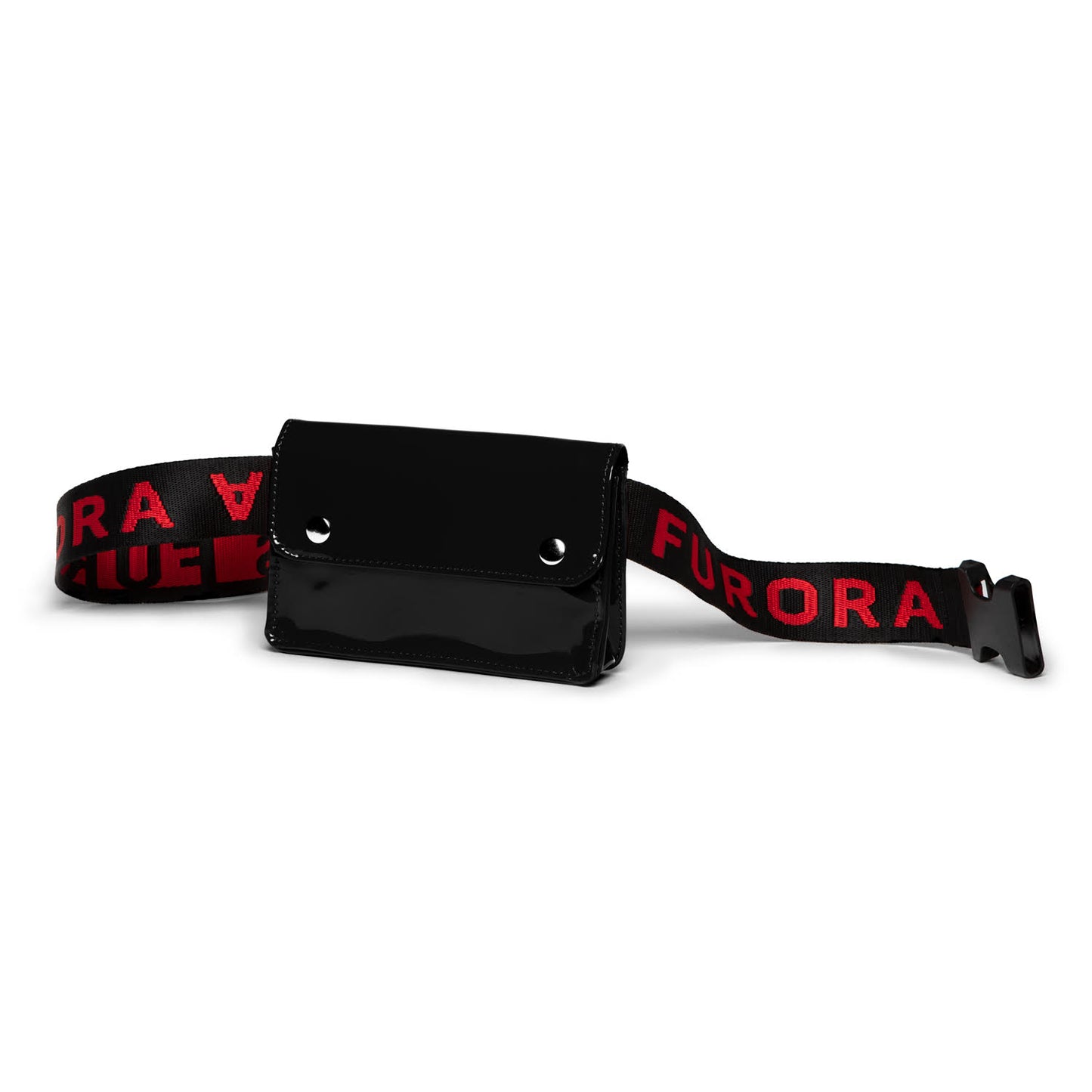 VINYL LEATHER BAG WITH RED FURORA BELT